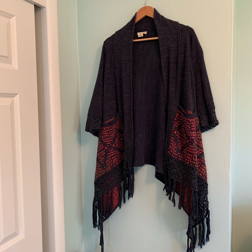 Boho Fringe Chunky Cardigan Sweater